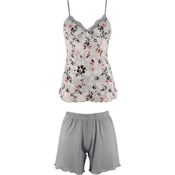 Dámská noční košile Samla letní pyžamo pro ženy s kraťásky M světle šedá