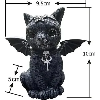 Černá soška kočky | ručně malovaná dekorace - A