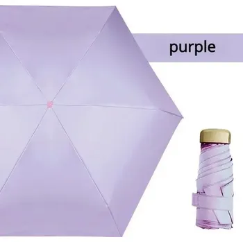Deštník Skládací větruodolný mini deštník do kabelky | Ochrana před deštěm i sluncem - NACHOVÝ