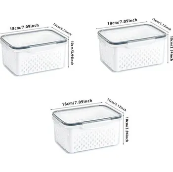Úložný box Úložný box na čerstvé ovoce a zeleninu | Organizér, Kontejner do lednice - 3ks 1750ml