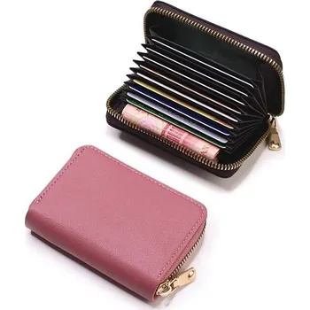 Kožená peněženka | pouzdro na karty - Tmavě růžová