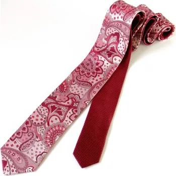 Kravata Lee-Openheimer - Hedvábná kravata, červená paisley twin, šířka 6 cm