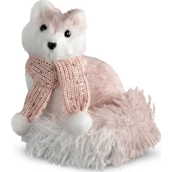 Vánoční dekorace ArtFir Vánoční dekorace LIŠKA 176 | bílá/růžová 19 x 11 x 20 cm