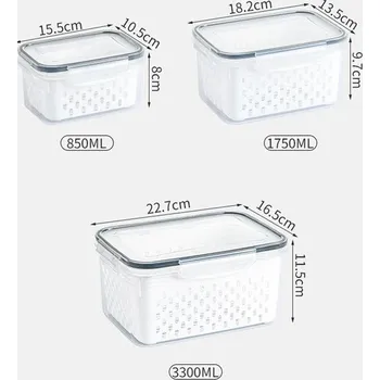 Úložný box Úložný box na čerstvé ovoce a zeleninu | Organizér, Kontejner do lednice - S M L Velikost 3KS