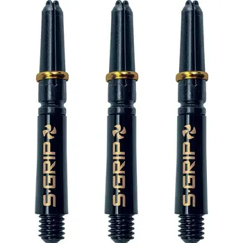 Příslušenství pro šipky Harrows násadky Supergrip Spin Short , Barva Černá - zlatá
