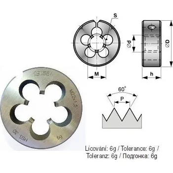 Závitořezný nástroj BUČOVICE TOOLS Očko závitořezné 3210 M6 6G NO 210 060