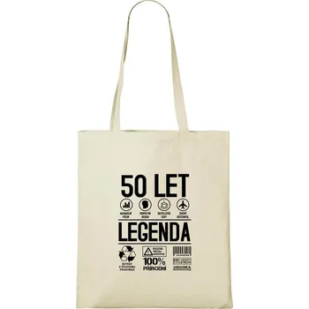 DOBRÝ TRIKO Bavlněná taška s potiskem 50 let legenda symboly Barva: Natural
