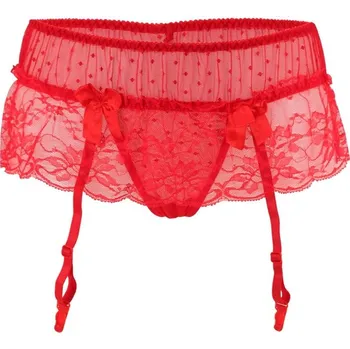 Kalhotky Alisana queen svůdná tanga s podvazkovým pásem 3302 XL červená