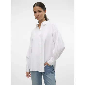 Dámské tričko Vero Moda dámská oversized košile Fanni bílá Velikost: XL