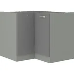 Rohová kuchyňská skříňka Garid 90x90 ND 2F BB šedý lesk / šedá