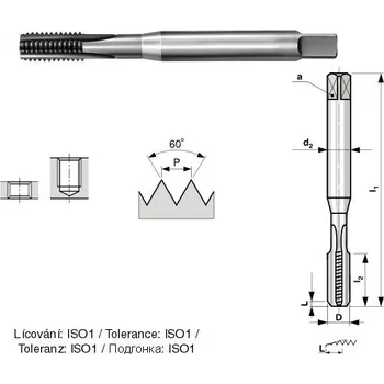 Závitořezný nástroj BUČOVICE TOOLS Závitník 3043 M3 ISO1 HSSE 163 030
