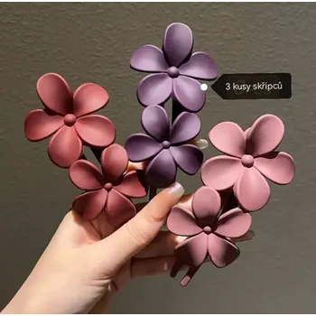 3 dílná sada skřipců květina fialová (Vlasové doplňky )