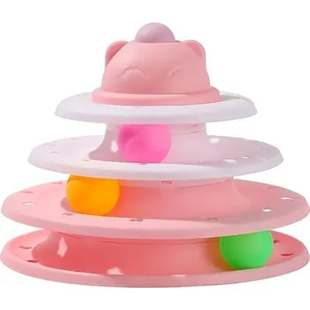 Hračka pro kočku Kočičí věž se čtyřmi úrovněmi pro interaktivní hru | hračka pro domácí mazlíčky - růžový