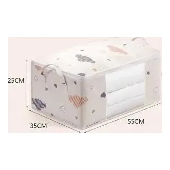 Úložný box Velkokapacitní úložný vak na oblečení s pevným zipem | úložný vak, vak na peřiny - Středně béžová