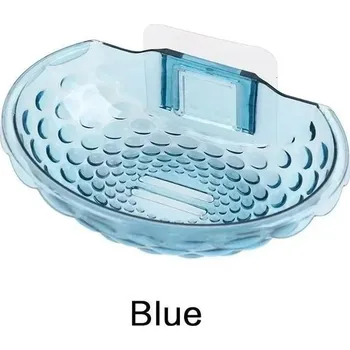 Držák mýdla bez vrtání s háčkem na zeď | Koupelnový organizér - modrý
