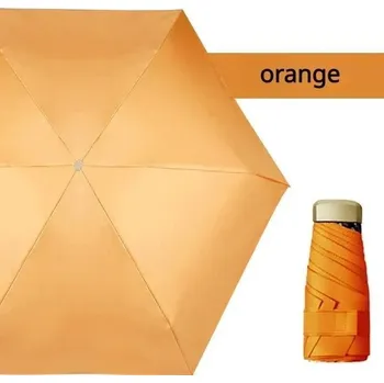 Skládací větruodolný mini deštník do kabelky | Ochrana před deštěm i sluncem - oranžový