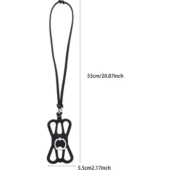 Držák telefonu na krk silikonový | klíčenka na krk na uložení telefonu - Černá