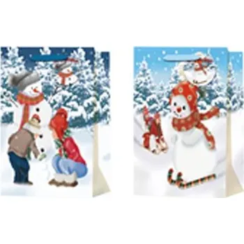 Dárková taška Taška dárková 180x230 mm sněhulák s dětmi mix, barevná