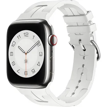 Příslušenství k chytrým hodinkám Silikonový řemínek se vzorkem pro Apple Watch 42/44/45/46/49mm Barva náramku: Bílá