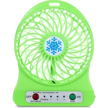 Domácí ventilátor Ventilátor na baterii | větrák s nočním světlem 2v1, 14 cm - Zelená