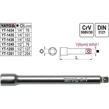 Gola hlavice YATO Prodloužení 1/4" výkyvné délka 152mm