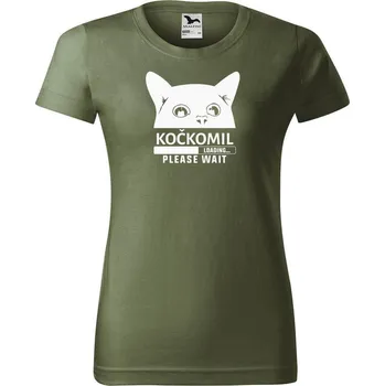 DOBRÝ TRIKO Dámské tričko s potiskem Kočkomil loading Barva: Khaki, Velikost: 2XL