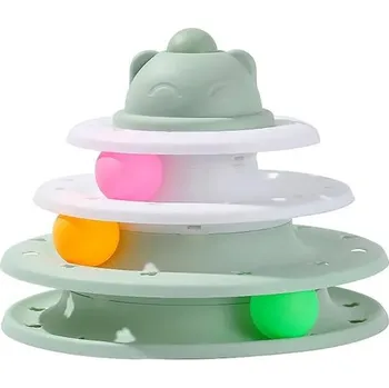 Hračka pro kočku Kočičí věž se čtyřmi úrovněmi pro interaktivní hru | hračka pro domácí mazlíčky - Světle zelená