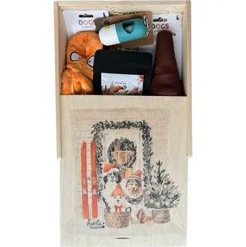 Dárkový potravinový koš Bohemia Gifts Dárková vánoční dřevěná bedna - pro pejskaře