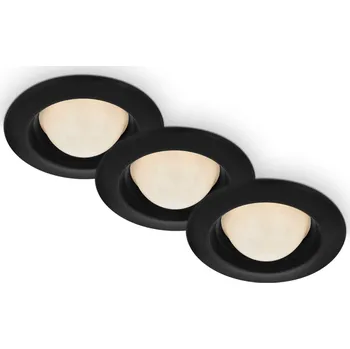 BRILONER LED vestavná svítidla sada, pr.9,5 cm, 3x LED, 3 W, 260 lm, černá IP44 BRI 7056-035