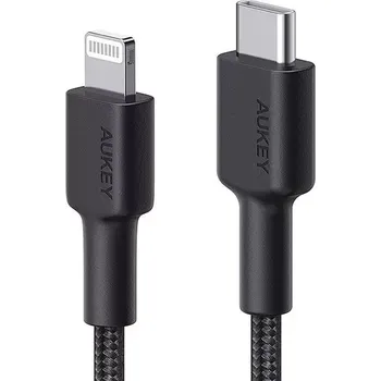 Datový kabel Nylonový kabel Lightning-USB C černý 2m
