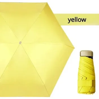 Skládací větruodolný mini deštník do kabelky | Ochrana před deštěm i sluncem - Žlutá