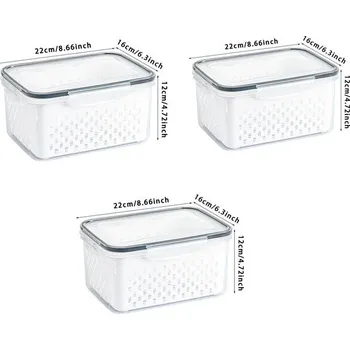 Úložný box Úložný box na čerstvé ovoce a zeleninu | Organizér, Kontejner do lednice - 3ks 3300ml