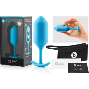 Dildo b-vibe Snug Plug 3 - dvojitý anální plug (180g) - modrý