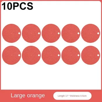 Chňapka Izolační silikonová podložka proti skluzu | Kuchyňské potřeby - Červená - 10ks,17 cm x 0,5 cm