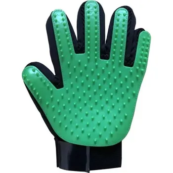 Kartáč pro zvířata Rukavice na vyčesávání srsti pro kočky a psy | speciální kartáč na chlupy domácích mazlíčků - zelená vlevo