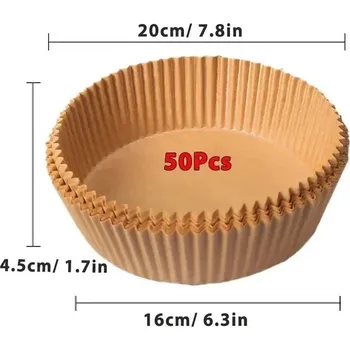 Pečicí papír Jednorázové papíry do horkovzdušné fritézy | pečicí papíry, kuchyňské doplňky - 50ks hnědé