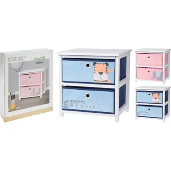 Komoda HOMESTYLING Skříňka se dvěmi zásuvkami dřevo/textil růžová KO-CP8500940ruzo