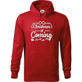 Pánská mikina DOBRÝ TRIKO Pánská mikina s potiskem Christmas coming Velikost pánské mikiny: M, Barva: Červená