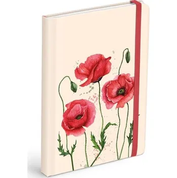 Blok s gumičkou, 13 x 18cm, čistý 120 listů, vlčí mák