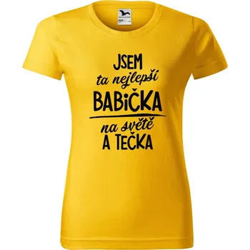 Dámské tričko DOBRÝ TRIKO Dámské tričko s potiskem Nejlepší babička na světě Barva: Žlutá, Velikost: L