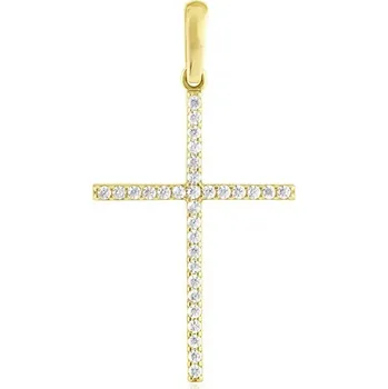 Přívěsek Leru Zlatý kříž se syntetickými zirkony
