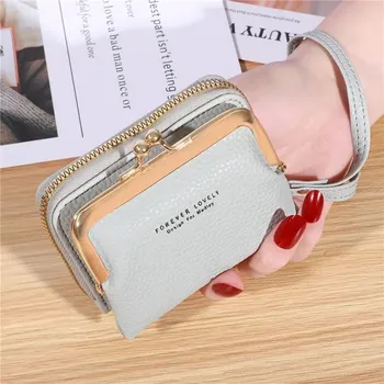 Dámská kožená peněženka na karty | peněženka na zip - světle šedá