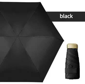 Skládací větruodolný mini deštník do kabelky | Ochrana před deštěm i sluncem - Černá