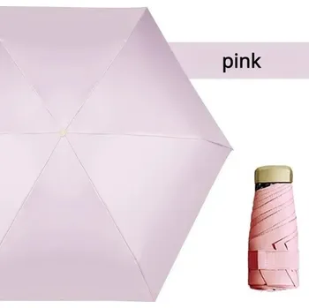 Skládací větruodolný mini deštník do kabelky | Ochrana před deštěm i sluncem - růžový