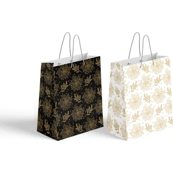 Dárková taška Taška dárková 100x150 mm motiv ván. hvězdy, mix, bílá, černá, zlatá