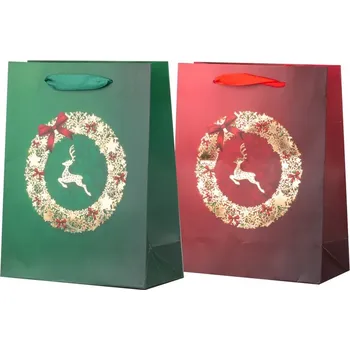 Dárková taška Taška dárková 180x230 mm motiv věnečku se srncem mix , zelená, červená