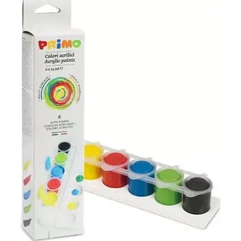 Speciální výtvarná barva Sada akrylových barev Primo 6 x 25 ml kelímky + paleta