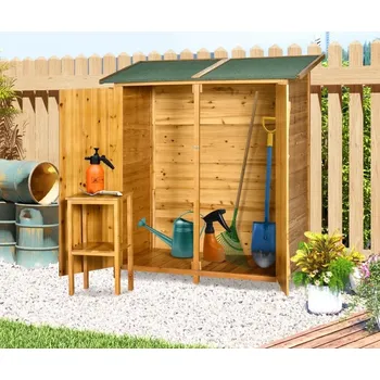 Dřevěná zahradní skříň 140 x 75 x 157 cm | přírodní