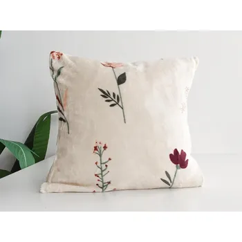 Povlak na dekorativní polštářek XPOSE® Mikroplyšový povlak na polštář DIVOKÉ MÁKY - béžový 40x40cm, Mikroplyš + Prodloužená možnost vrácení zboží do 50 dnů