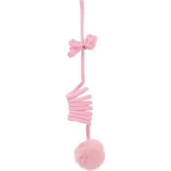 Hračka pro kočku Interaktivní plyšová hračka pro kočky s pružinou a zvonkem | Hračky pro zvířátka - růžový